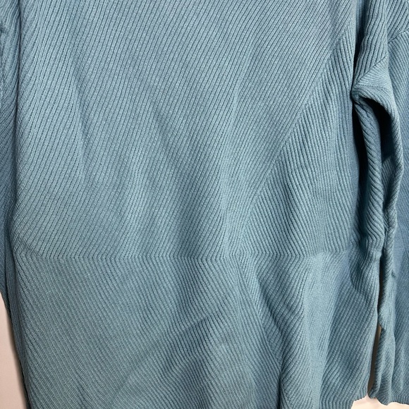 J.Jill Blue Textured Ribbed Cotton Blend 3/4 Sleeve Top Size Medium - Picture 3 of 5